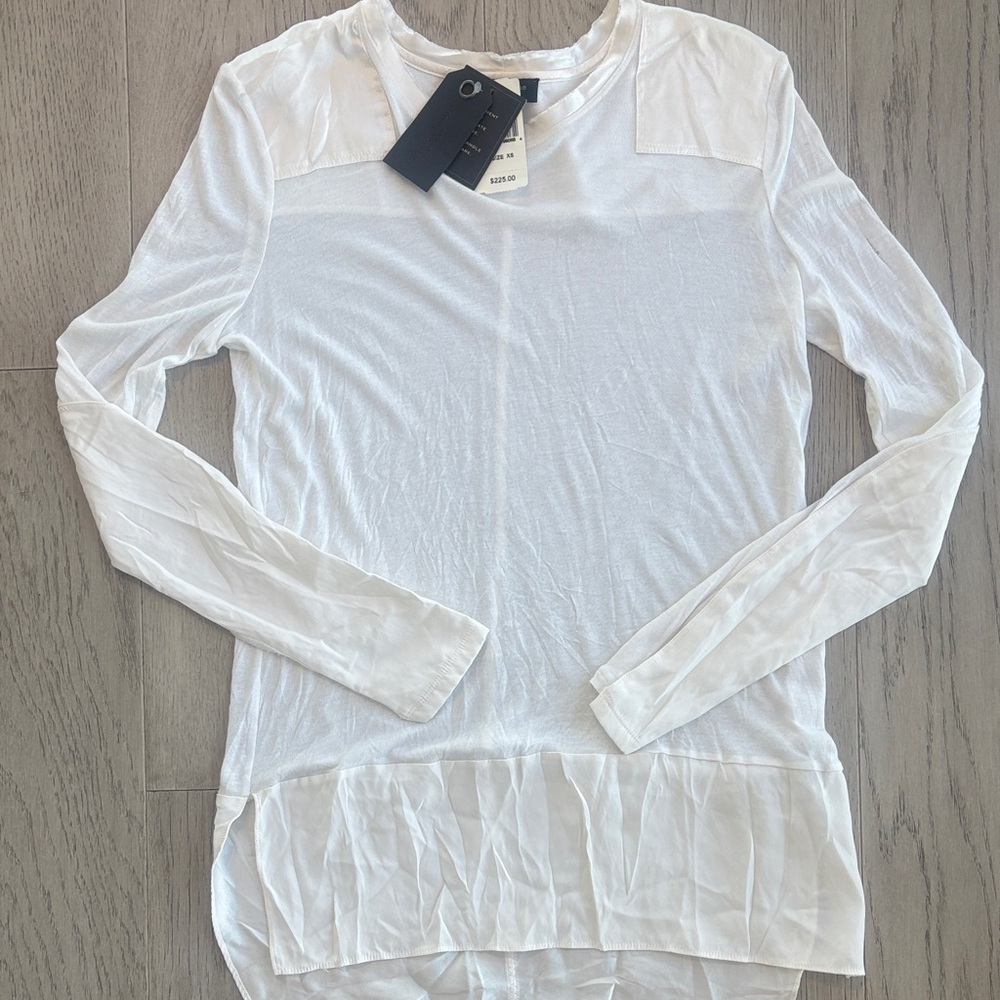 Rag & Bone Bright White Riley Long Sleeve Top XS New NWT - Picture 6 of 8